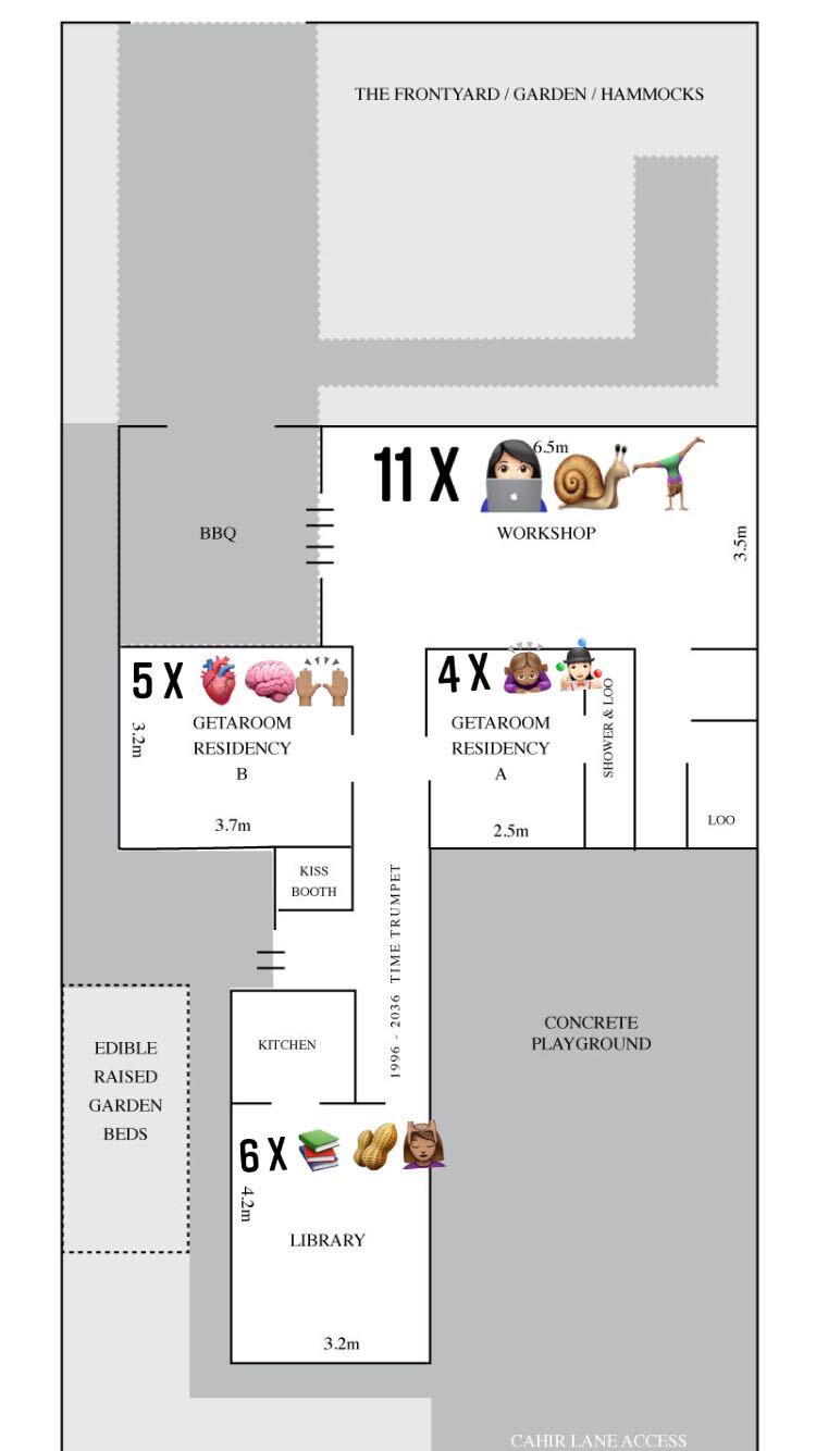 Floorplan of Frontyard building with the number of people per space